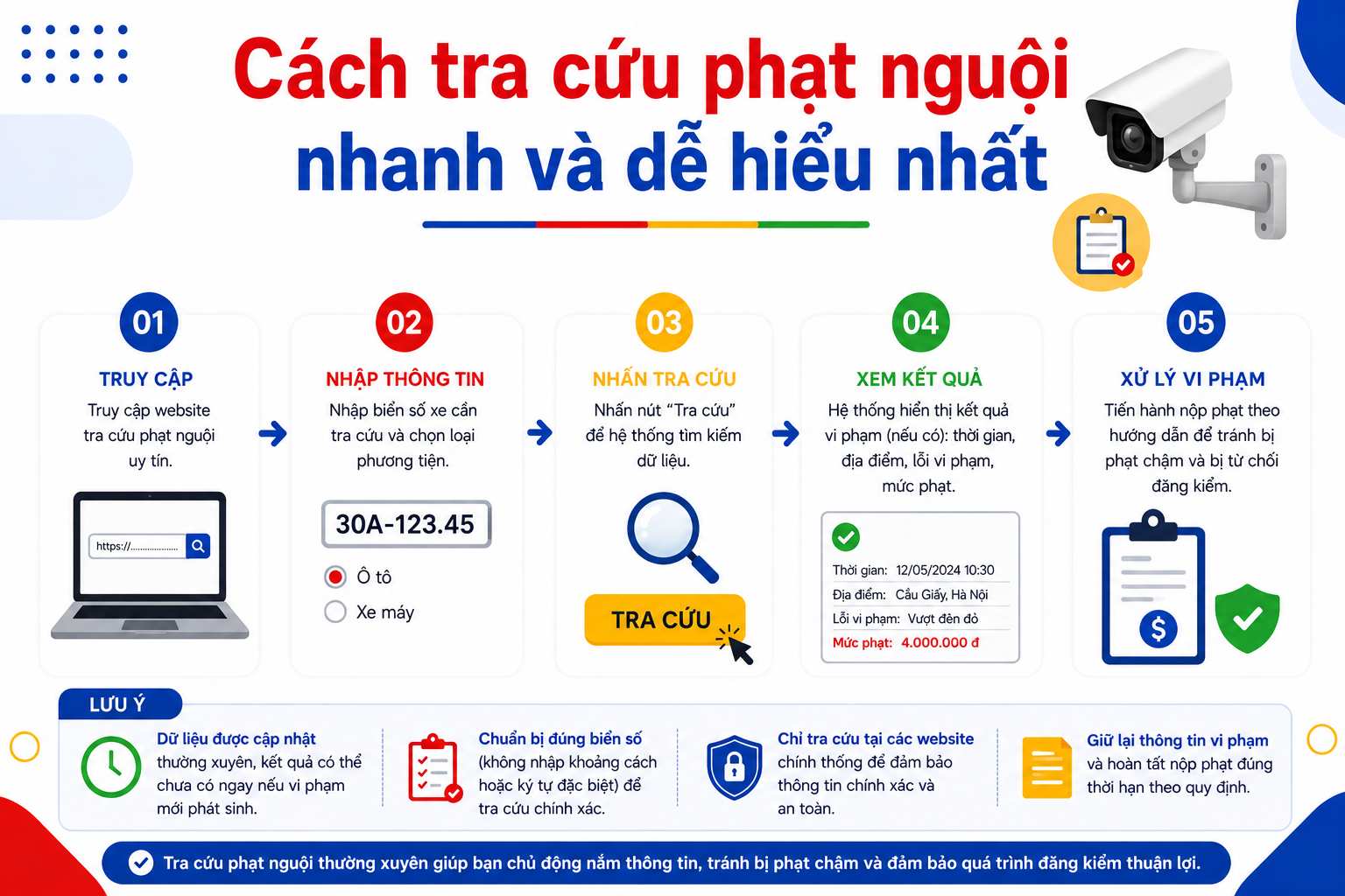 Các lỗi phạt nguội phổ biến nhất hiện nay