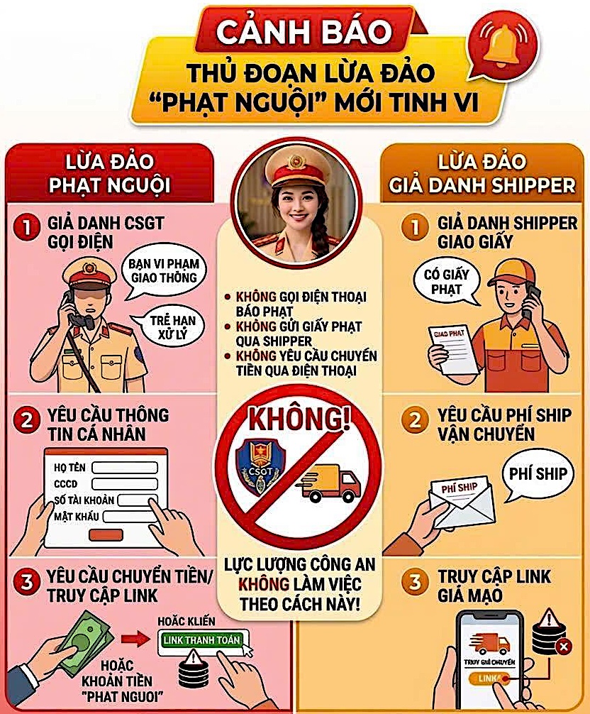 Cảnh báo thủ đoạn lừa đảo giả danh cơ quan chức năng thông báo phạt nguội